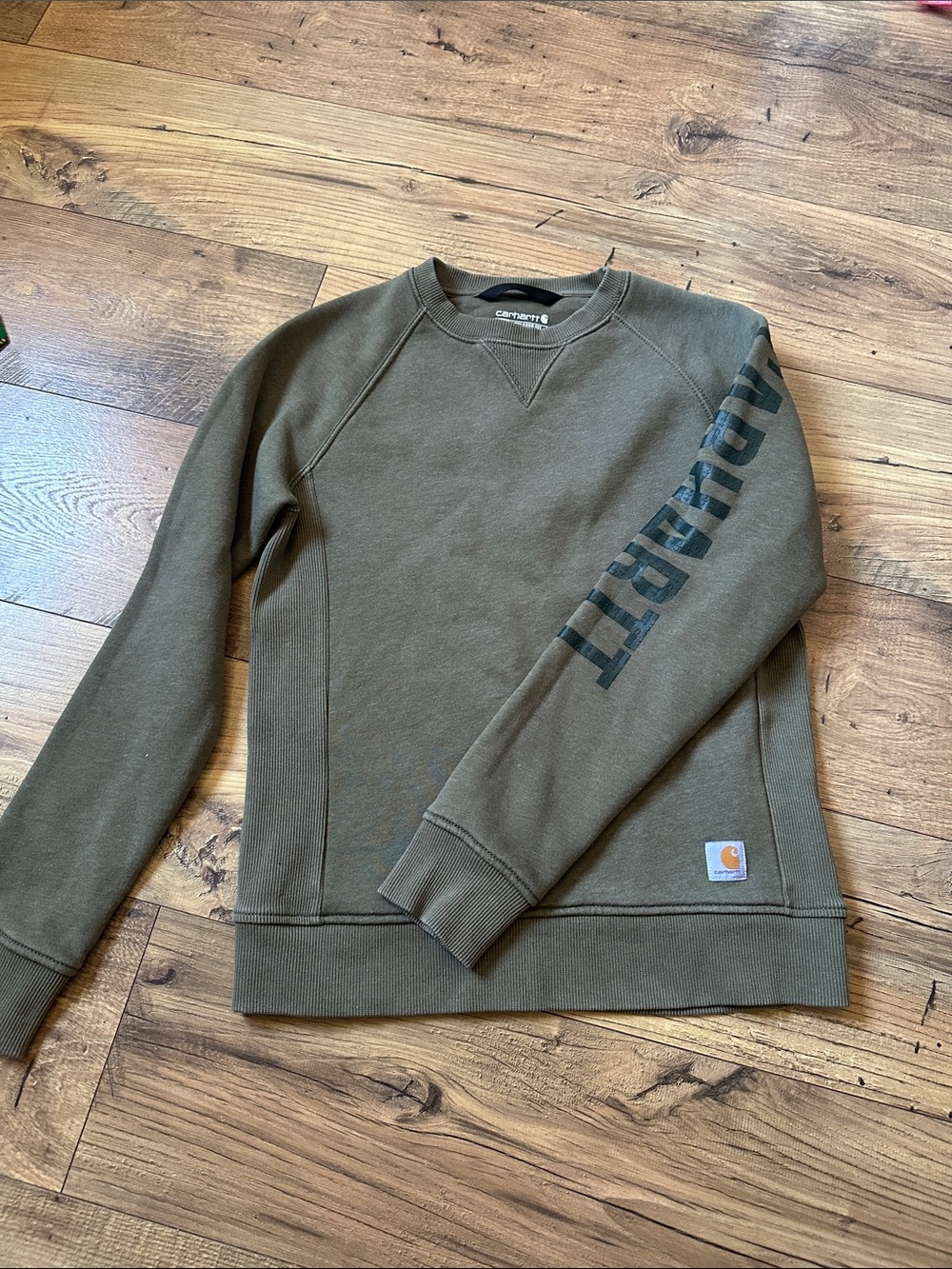 Carhartt Womens Olive Green Logo Crewneck Sweatshirt